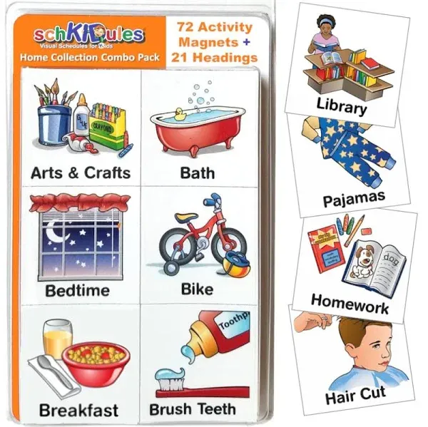 Activity Magnets for Visual Schedules: 93Pc Home Collection for Daily 