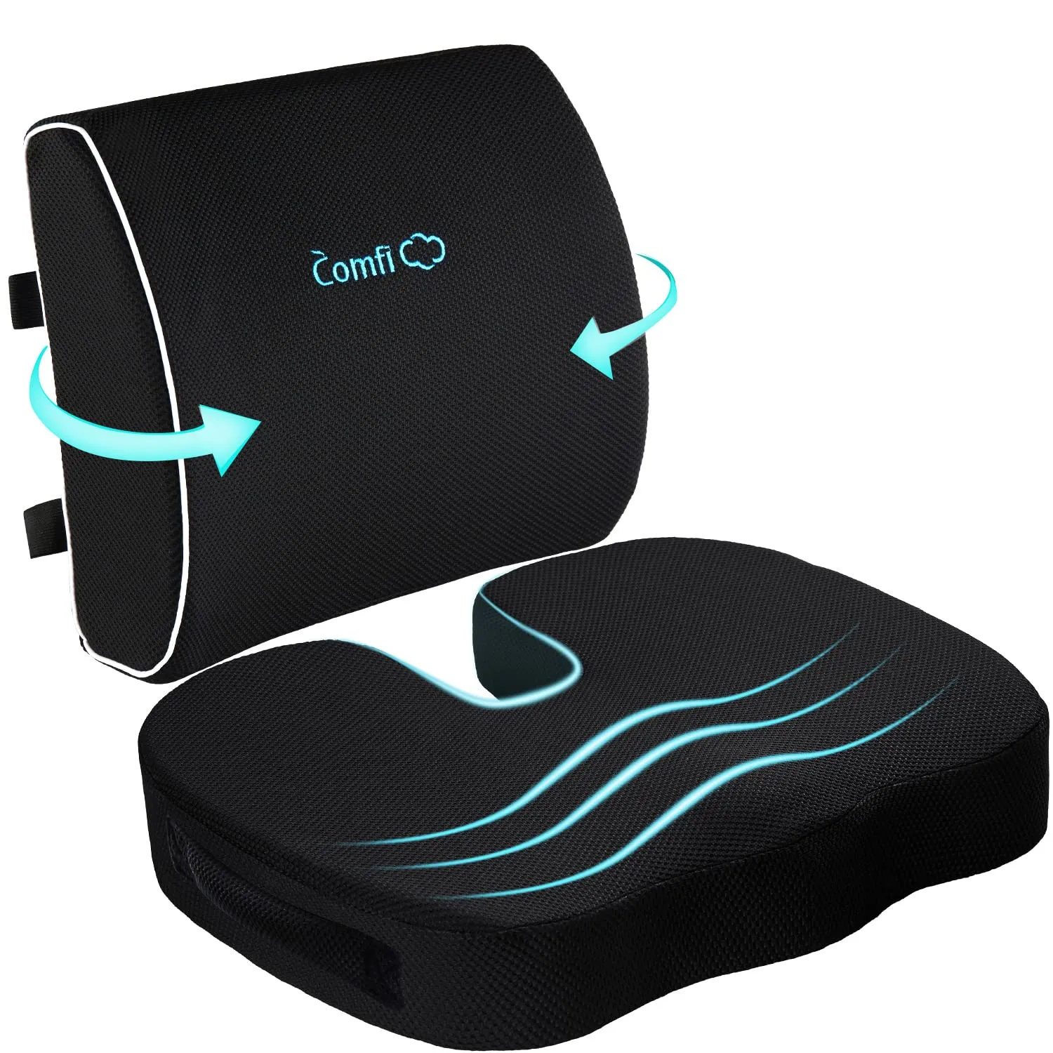 Gel Infused Coccyx Seat Cushion and Lumbar Support Pillow