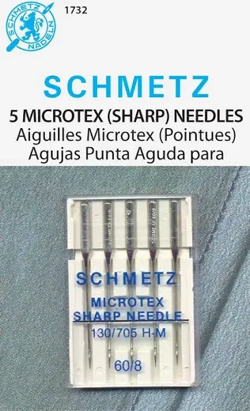 25 Schmetz Microtex Sharp Sewing Machine Needles 130/705 H-M Size 70/10