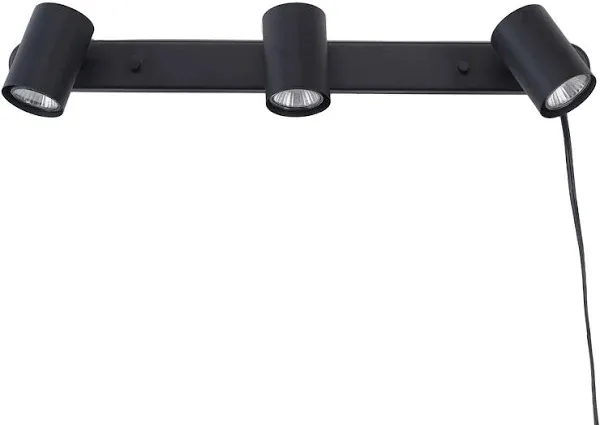 3-Light Plug-in Track Lighting, Matte Black, Bulb Not Included, Dale (Black)