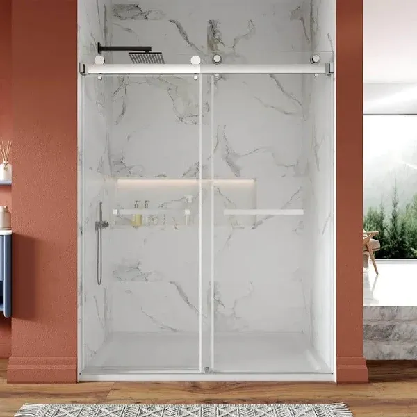 DeerValley Concord 56" 60" W x 76" H Double Sliding Frameless Shower Door with 0.39