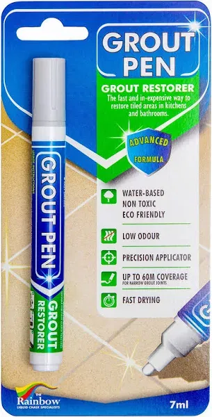 Grout Pen Tile Paint Marker: Waterproof Grout Colorant and Sealer Pen to Renew, Repair, and Refresh Tile Grout - Cleaner Coating Stain Pens - 2 Pack, 5mm Narrow and 15mm Wide Tip Pen - Ivory