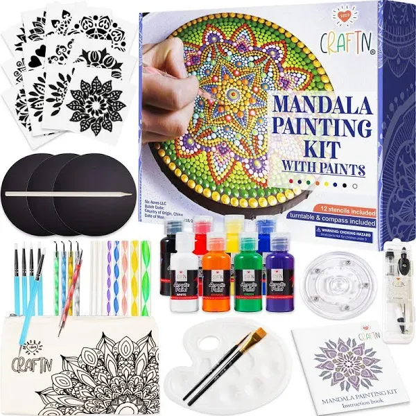 XOXO CRAFTN Mandala Painting 48 Piece Kit w/ Acrylic Paints  - BRAND NEW SEALED