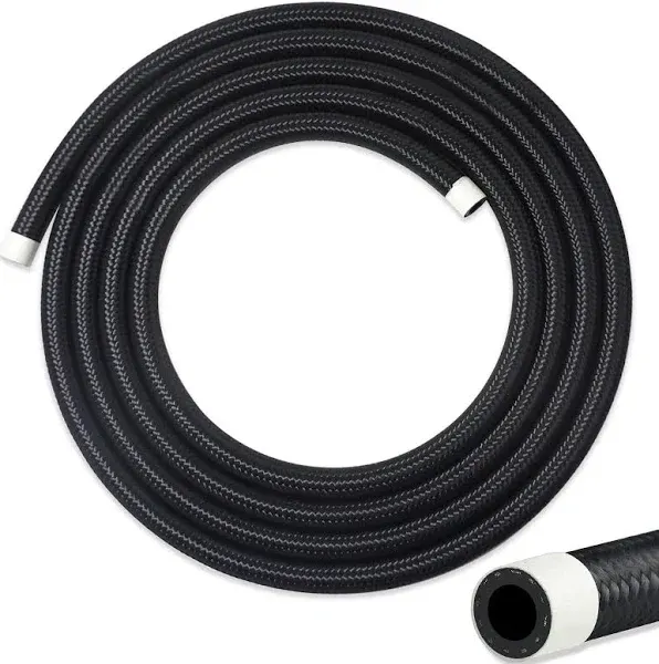 6AN Fuel Line, 6AN 3/8 inch CPE Fuel Hose, 10FT Transmission/Oil Cooler Lines, Nylon Braided Fuel Line Hose.