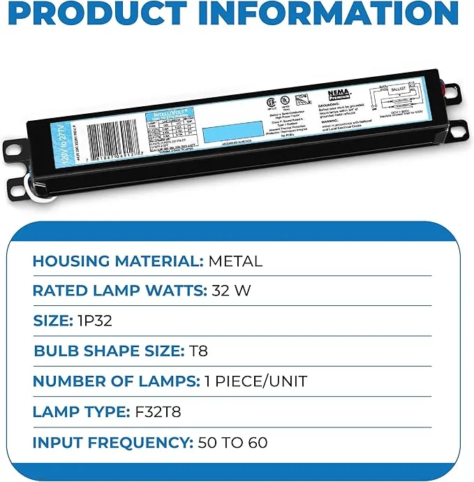 OHLECTRIC Replacement for ICN-4P32-SC 3 & 4 Lamp T8 Fluorescent Electronic Ballast - Standard and Energy Efficient Ballasts - 120-277 Volt - Instant Start - UL Approved - OL-45323