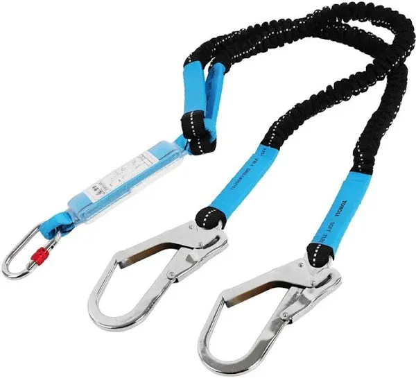 Professional 6FT Internal Shock Absorbing Lanyard with Double Hooks – 310lb Cap.