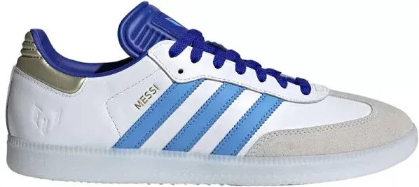 Adidas Samba Messi Indoor Soccer Shoes, White/Blue