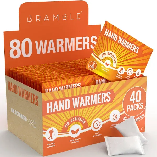 BRAMBLE 80 pcs Hand Warmers 40 Pairs Up to 10 Hour for Cold Weather Ski Campi...