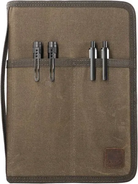 A5 YKK Zipper Notebook Journal Planner Sketchbook Cover for 5.5 x 8.25 Moleskine Cahier 5 x 8 legal note pads A5 LEUCHTTURM, Pen Loop, Water Resistant Cover, Classy Waxed Canvas, Olive