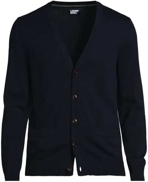 Lands' End Men's Fine Gauge Cotton Cardigan