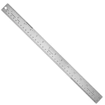 Stainless Steel 15 Inch Metal Ruler Non-Slip Rubber Back, with Inch and Metric Graduations