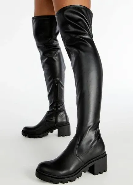 Black JORDANE LUG SOLE OVER-THE-KNEE BOOT- size 11