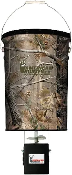 American Hunter 50lb Hanging Feeder with E-Kit and Realtree AP Camo