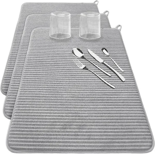 3 Pcs XXL Dish Drying Mats,Absorbent Microfiber Drainer Mat,Large Size Kitchen Counter Pads for Coffee,Rack,Under Sink,Draining Countertops