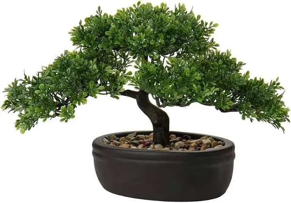 Briful Artificial Bonsai Tree Juniper Faux Plants Indoor Small Fake Plants Decor with Ceramic Pots for Home Table Office Desk Bathroom Shelf Bedroom Living