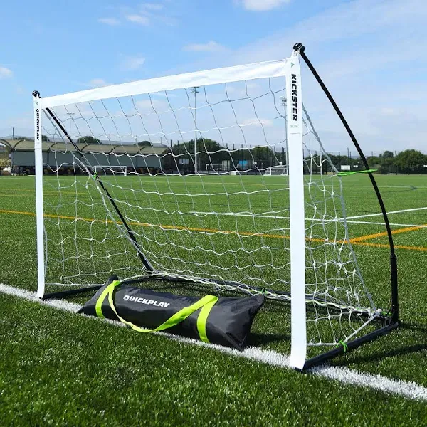 QUICKPLAY Kickster Elite Portable Soccer Goal | Integrated Weighted Base for Training on Turf, Hard Floors or Grass | Sizes 5x3', 6x4', 12x6', 16x7', & 3x2M [Single Goal]