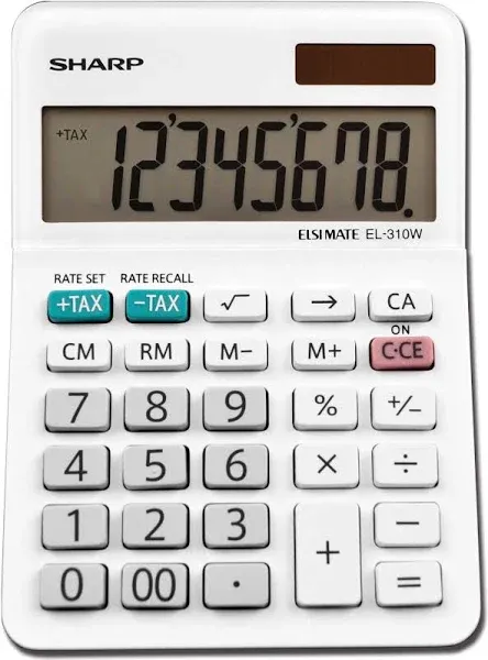 Sharp EL310WB EL-310WB Mini Desktop Calculator, 8-Digit LCD