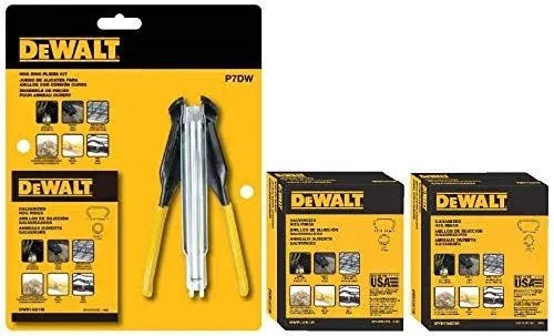 Dewalt P7DW Hardened Steel Hog Ring Pliers Kit Bundle with DWR16G1M Galvanized Hog Rings, 1000-Count, Pack Of 2