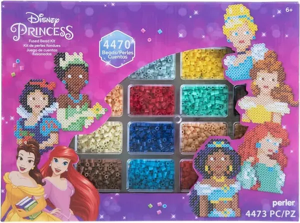 Perler Disney Princess Fuse Bead Activity Kit, Princesses Large 4474 Count - Perler Little Mermaid Small Box Fused Bead Craft Kit, 2003 Count -Tweezers 2 Pack