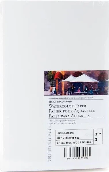 Bee Paper 6&#034; x 9&#034; Watercolor Paper Pack, 140lb, 50 Sheets