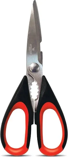 Better Kitchen Products Premium Kitchen Shears, 8.5", All Purpose Stainless Steel Utility Scissors, Heavy Duty, Meat Scissors, Poultry Shears, Multipurpose for Culinary Prep(1PK-Black/Red)