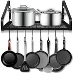 Hanging Pot Rack,Wall-Moun<wbr/>ted Pots and Pans Organizer Rack w/ 8 Removable Hooks