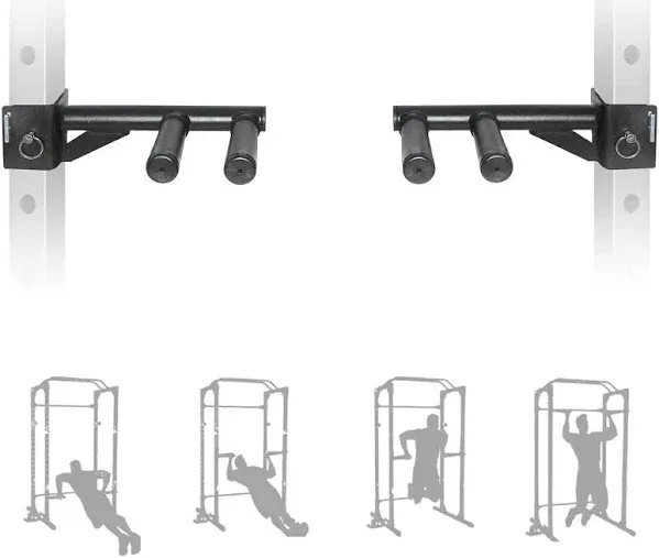 SYL Fitness Dip Bar Attachments for 2" x 2" or 3" x 3" Power Rack - Narrow & Wide Dips Double Handles (Patent Pending)