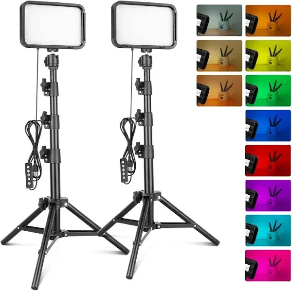 RGB Photography Video Lighting,Studi<wbr/>o Lights with Adjustable Tripod Stand - 16 C