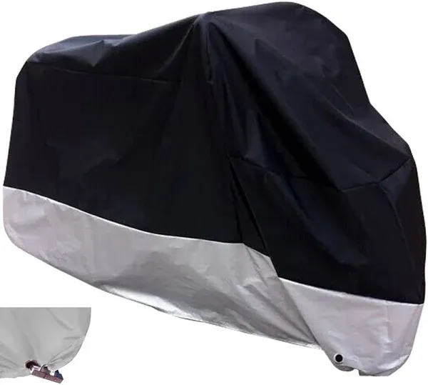 XYZCTEM All Season Black Waterproof Sun Motorcycle 108&#034;, black, silver 