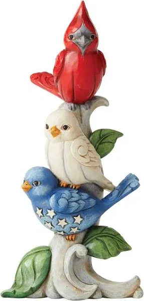 Enesco Jim Shore Heartwood Creek Patriotic Stacked Birds Figurine, 7.72 Inch, Multicolor