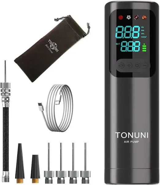 Tonuni Electric Ball Pump,Portable Air Pump Ball Pump Inflator Needles with Digital Gauge for Basketball Football Soccer Ball Beach Sports Exercise B