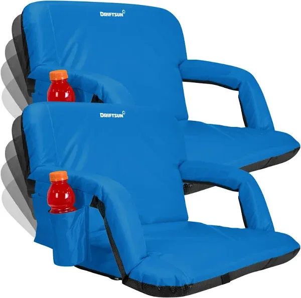 Driftsun 2 Pack Extra Wide Stadium Seats with Back Support - Deluxe Foldable Stadium Chairs for Bleachers - Folding Waterproof Sport Chair - Easy to Transport