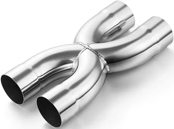 A-KARCK Exhaust Tip X Pipe 2.5” Inlet, Dual 2.5” Inlet Dual 2.5” Outlet Muffler Tip, Crossover X Pipe Stainless Steel Weld On