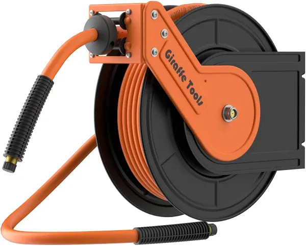 Giraffe Tools TA15B Retractable Air Hose Reel Wall Mount 3/8&#034; X 50 Ft Hybrid .