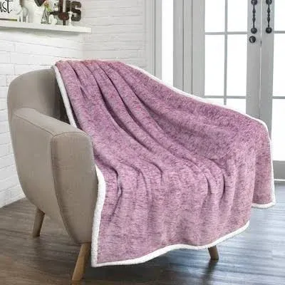 Throw Blanket Reversible Sherpa Fleece Twin Cream Beige, Soft Fuzzy Plush  60X80