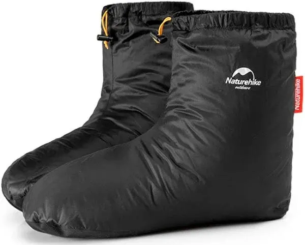 Tentock Ultralight Winter Goose Down Booties Socks Slippers Warm Soft Cozy Water-Resistant for Camping Backpacking Indoor Down Filled Slipper Boots with Storage Bag