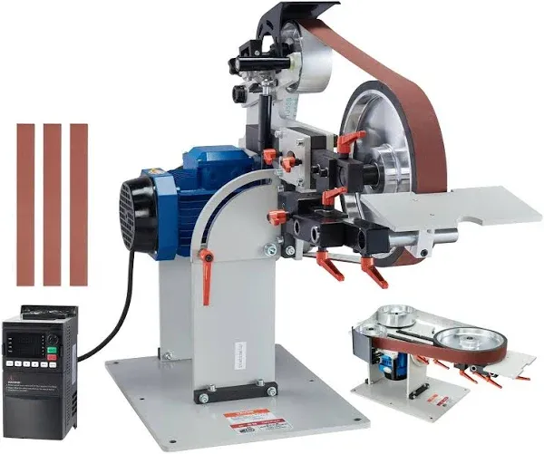 VEVOR Belt Grinder Sander, 72 x 2-Inch Variable Speed Belt Polisher with VFD, 1500W Knife Sharpener with 3 Grinding Moulds & 3PCS Sanding Belts for Metalworking, Compatible with 72"- 82 * 2" Belts