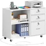 DWVO 3 Drawer File Cabinet with Charging Station