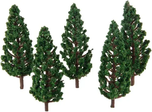 Yetaha 50PCS Model Trees, Trains Scenery DIY Pine Plastic Model Green Trees for OO HO Scale railroad Landscape Architecture Scenes, 80mm/3.15"