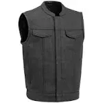 Sharp Shooter (Black) Men's Motorcycle Leather Vest 4XL