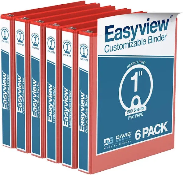 EasyView Premium 1-Inch Binders with Clear-View Covers, 3-Ring Binders for Sc...