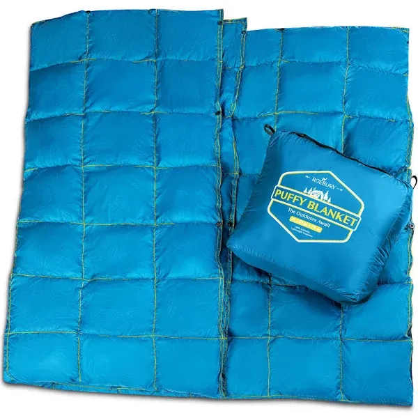 Puffy Camping Blanket Packable Vegan (Down Alternative) Compact Lightweight XL Blankets for Outdoor Cold Weather Backpacking Hiking Travel Stadium - Water-Resistant