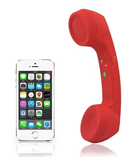 Wireless Retro Telephone Handset and Wire Radiation-Proo<wbr/>f Handset Receivers RED