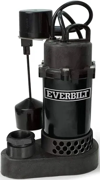 Everbilt Submersible Sump Pump 1/4-HP Aluminum Non-Clogging Vertical Switch