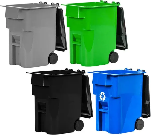 Set of 4 Trash Recycling Cans with Lid &amp; Wheels for WWE Wrestling Action Figures