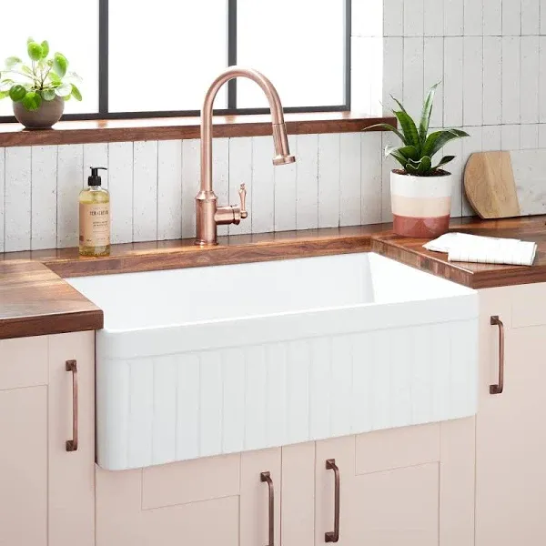 Signature Hardware Curington 30" Farmhouse Single Basin Fireclay Kitchen Sink