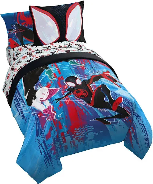 Marvel Spiderman Across The Spider-Verse Glitch 5 Piece Twin Size Bed Set