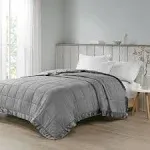 Madison Park - Cambria Oversized Down Alternative Blanket with Satin Trim - King - Charcoal