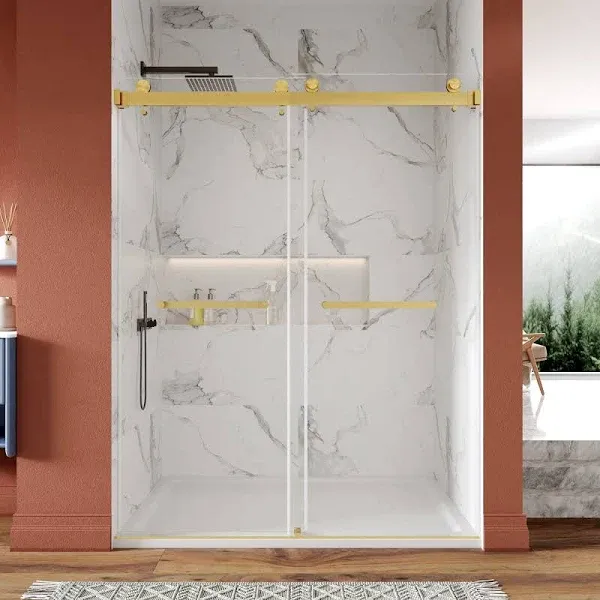 DeerValley DV-1SD Concord 56" 60" W x 76" H Double Sliding Frameless Shower Door with 0.39