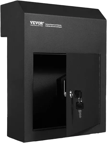 VEVOR Through The Door Key Drop Box, Heavy Duty Steel Through The Door Mailbox with 1.8" 12" Key Lock, 12x6x16 Mail Drop Box, Black